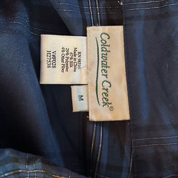 Coldwater Creek Blue Silk Blend Zipper Top Size Medium - Picture 2 of 6